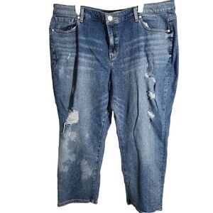 Lane Bryant Faded Jeans Size 22 Blue Distressed Mid Rise Stretch.